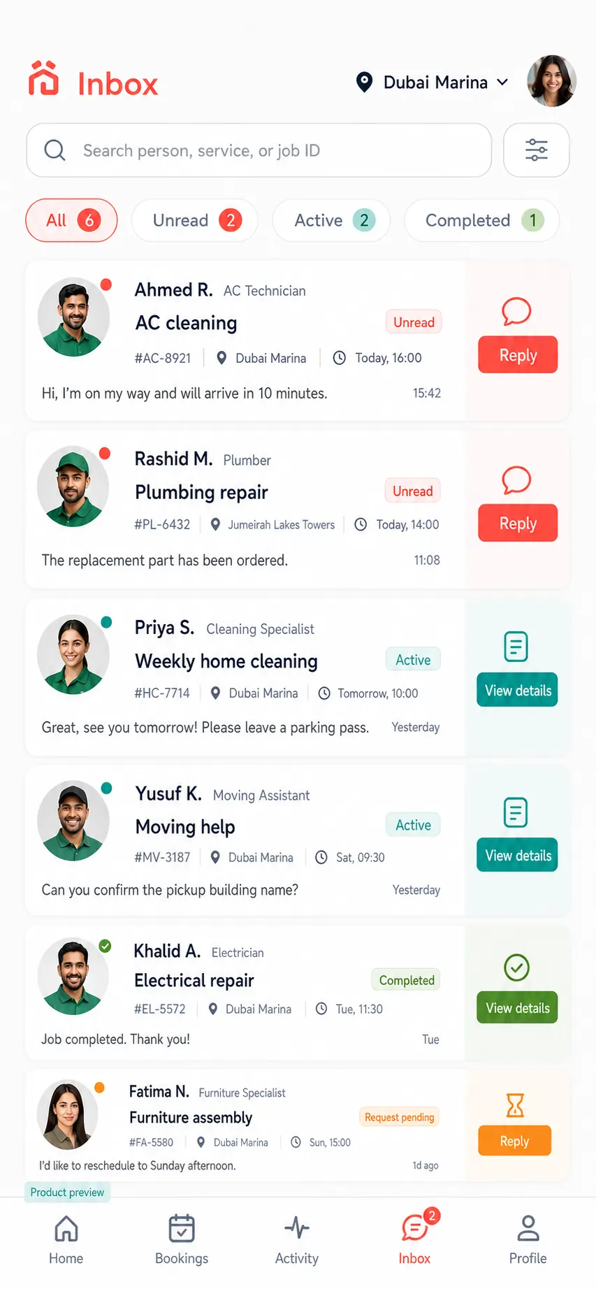 Neighbors job chat product preview